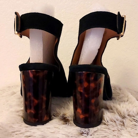 Womens Vionic Perk Lacey Ankle Strap Black Bootie Tortoise Heel - Picture 3 of 10